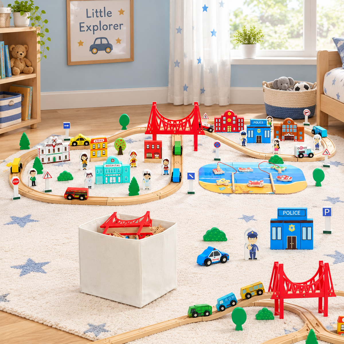 113 Piece Wooden Train Set
