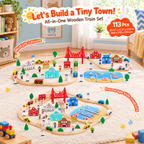 113 Piece Wooden Train Set