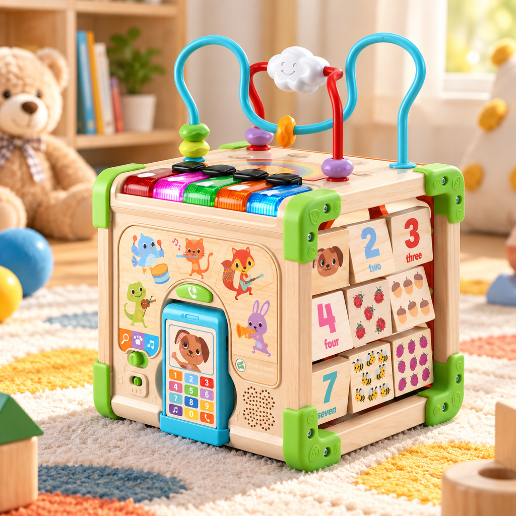 Wooden Activity Learning Cube