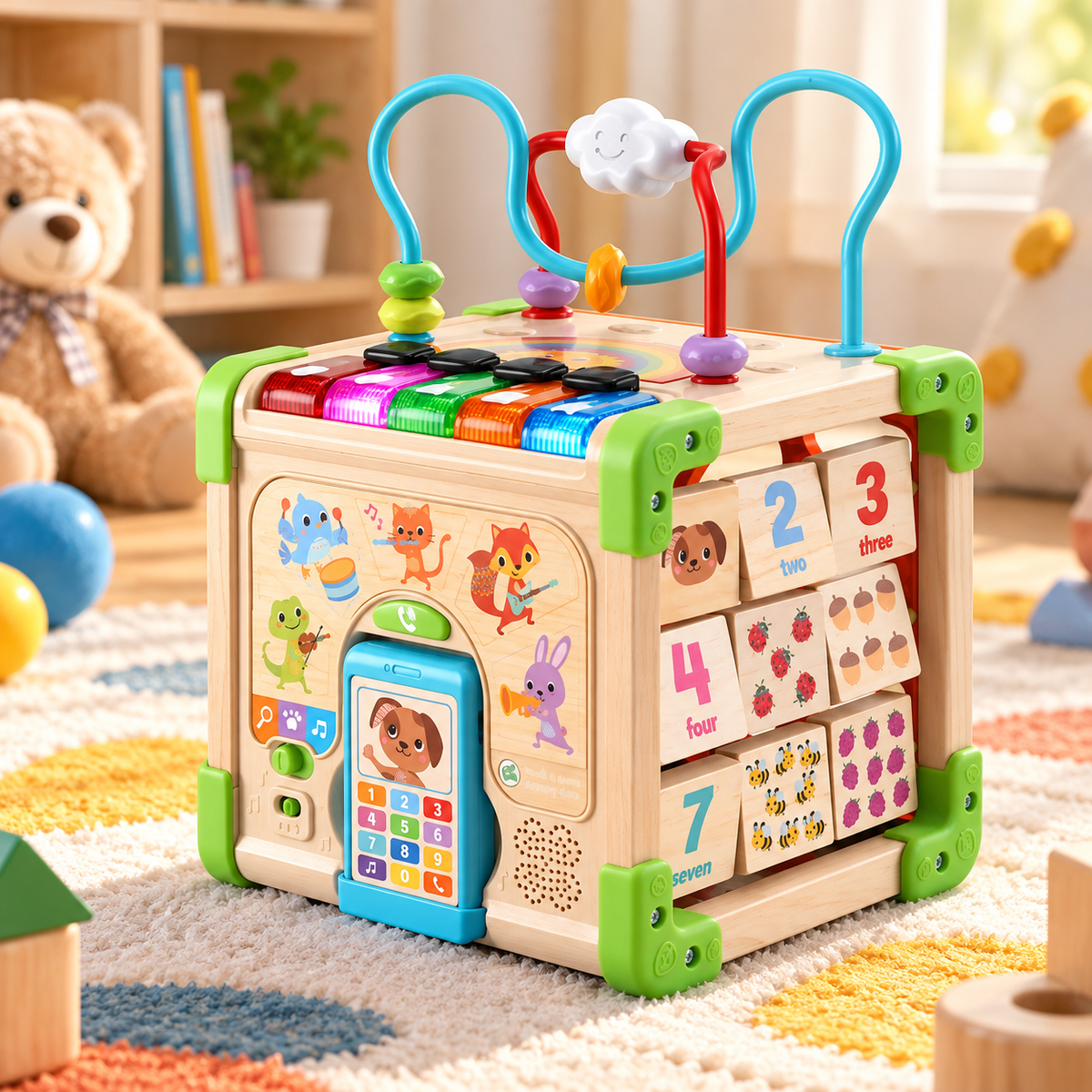 Wooden Activity Learning Cube