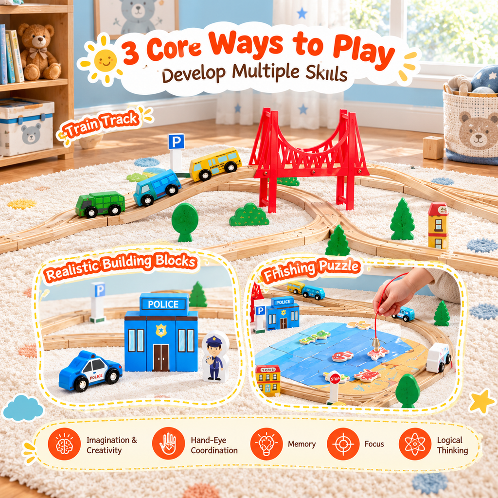 113 Piece Wooden Train Set