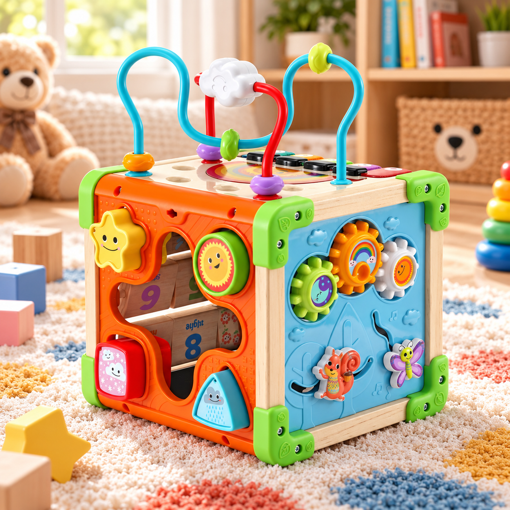 Wooden Activity Learning Cube