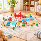 113 Piece Wooden Train Set
